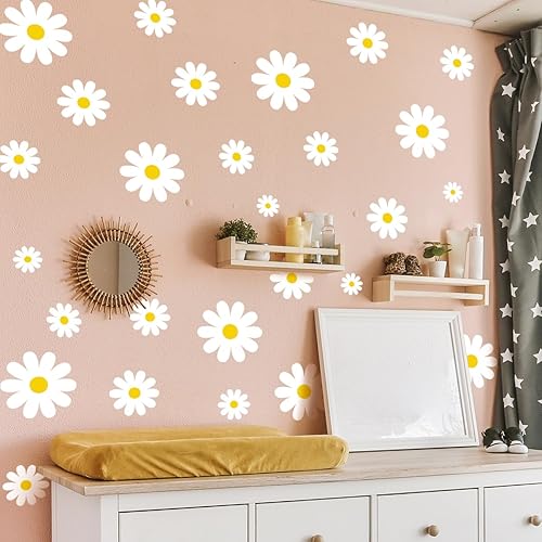 Miniatura 1 de Calcomanías de pared de margaritas de flores, calcomanías de pared bohemias con margaritas para decoración de habitación de bebés, niños o niñas,