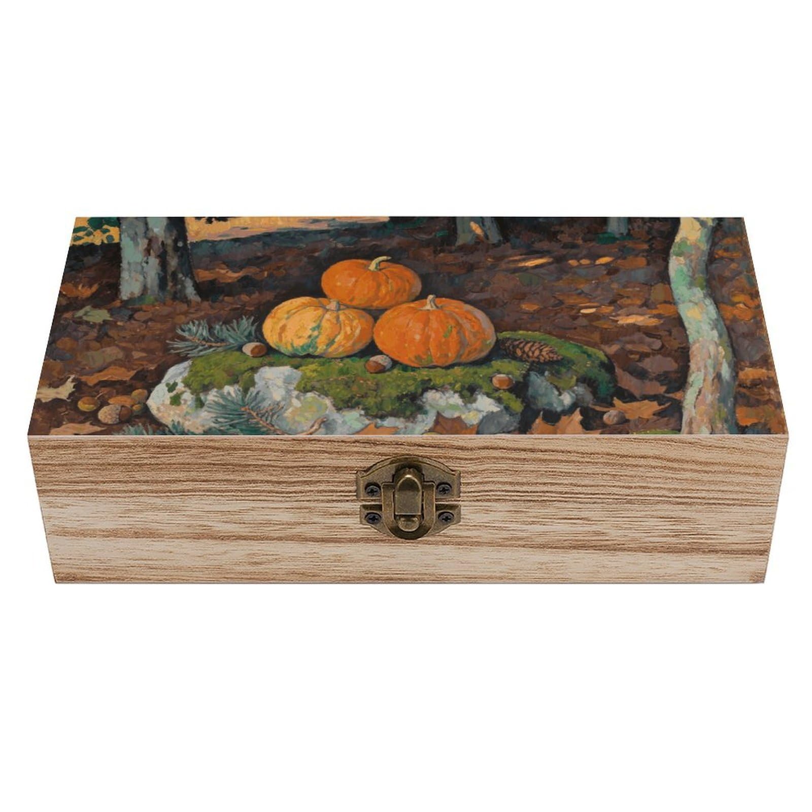 FodPand Decorative Keepsake Box Wooden Storage Boxes with Hinged Lid Handmade Leaves Pumpkin Wood Organizer Memory Treasure Box for Jewelry Craft Card Photo Storage Wedding Bridal Shower Gifts