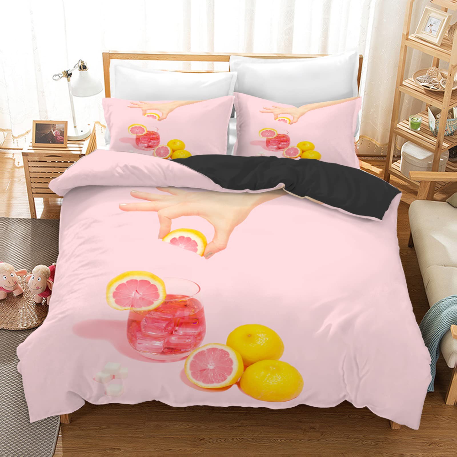 Parure housse de couette 110g/m² douce et anti-plis avec fermeture éclair