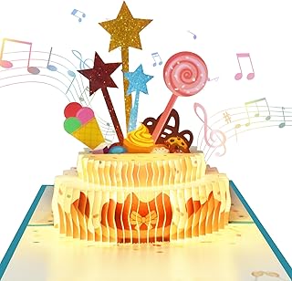 GREETING ART 3D Birthday Card,Musical Pop Up Birthday Cards with Light,Happy Birthday Music Pop Up Card,Greeting Cards Gifts for Him or Her