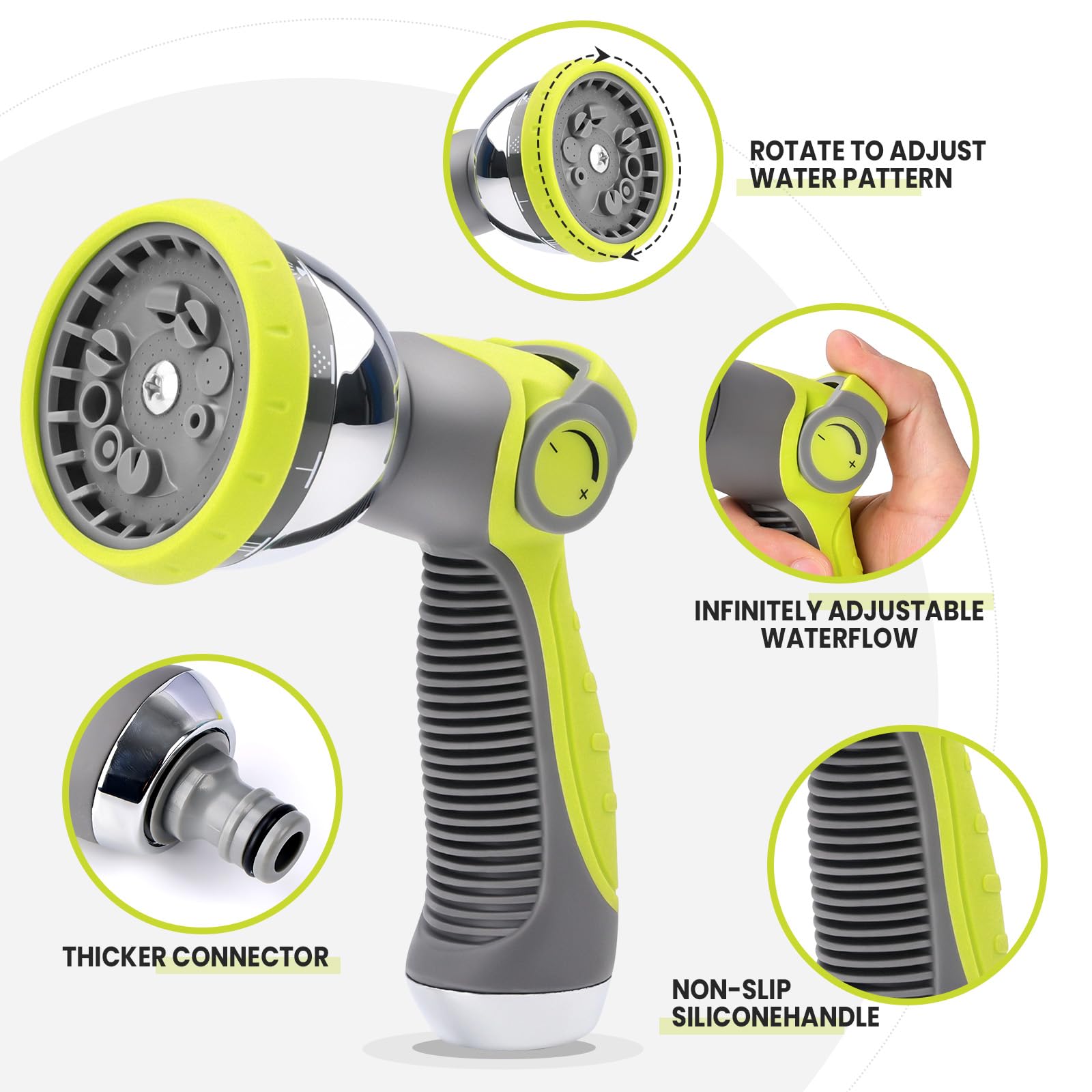 Heavy-Duty Hose Pipe Spray Gun, Leak-Proof Hose Spray Gun with 10 Patterns and Water Flow Control, High Pressure Garden Hose Nozzle for Watering, Washing Car, Cleaning — view 4