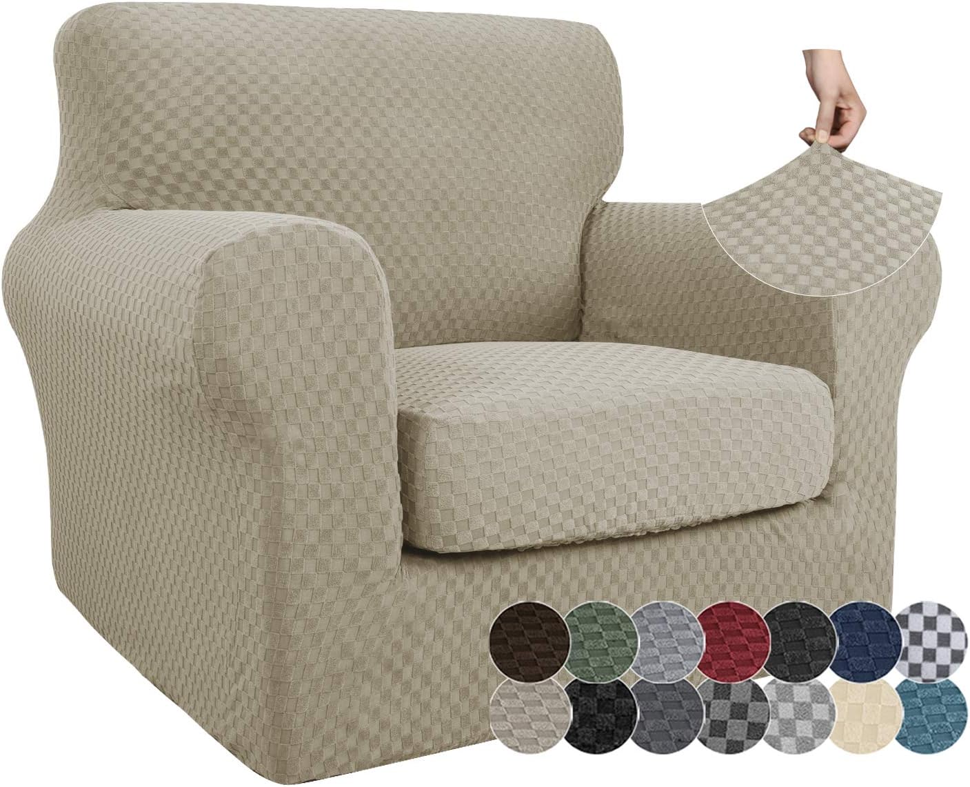ZNSAYOTX 2 Piece Jacquard Chair Slipcover for Living Room