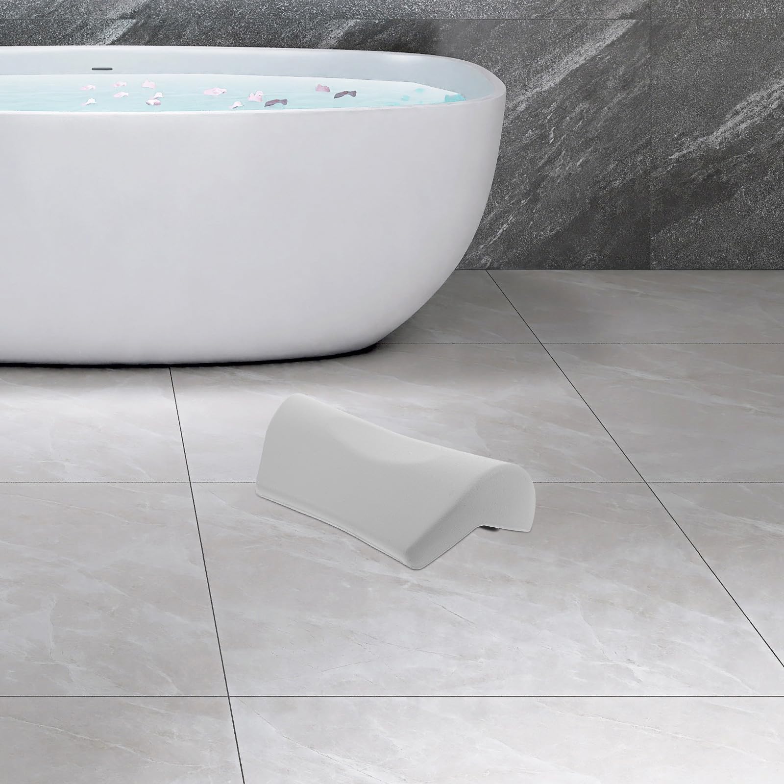 Artibetter Oreiller de Bain Blanc en PU avec Ventouses Imperméable pour Installation Sécurisée, Coussin de Spa Relaxant Adapté et Spas à Domicile