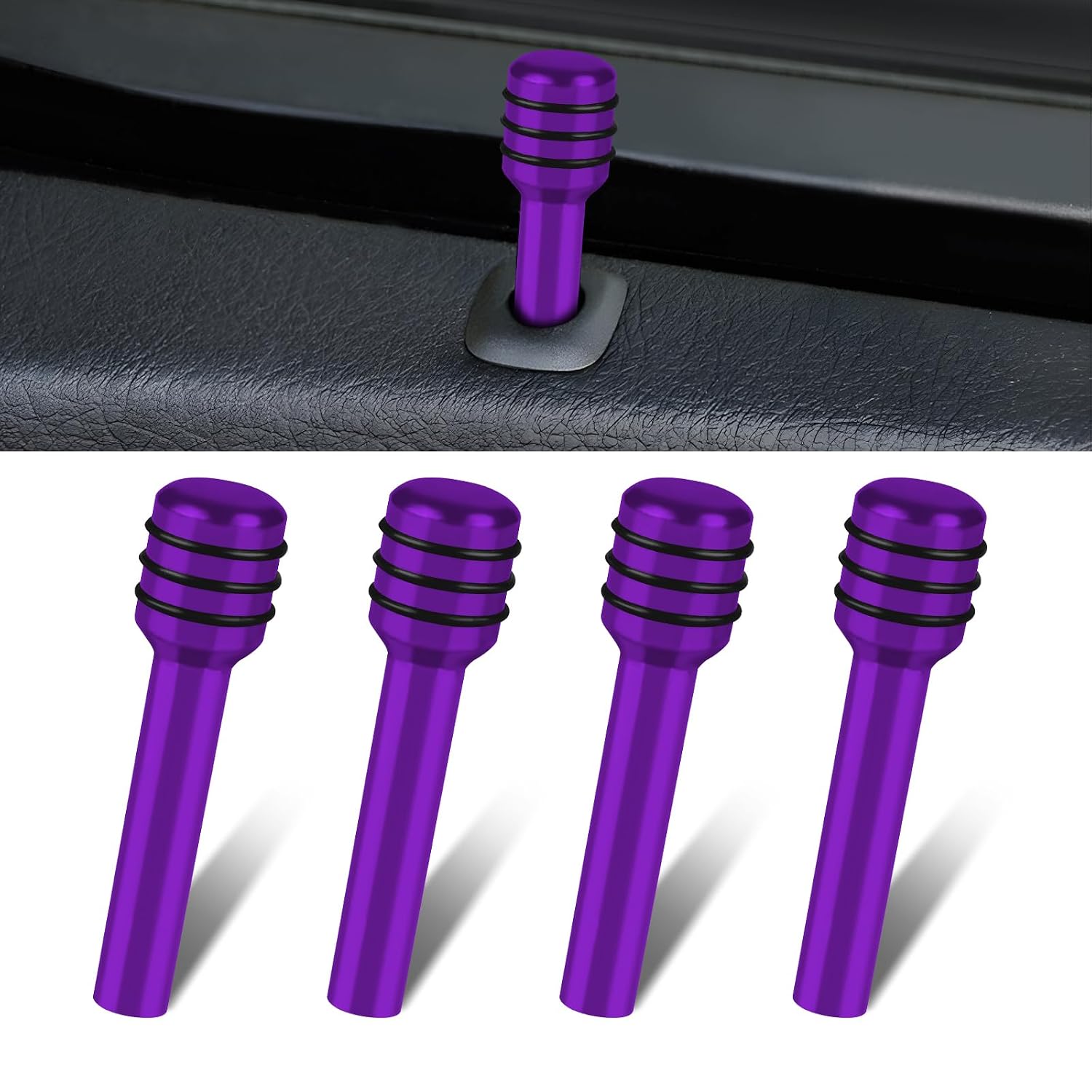 Rislobx 4 PCS Car Door Lock Knobs, Inner Door Lock Pull Pin Cover, Aluminum Alloy Decorative Lift Bolt, Universal Auto Accessories for Most Cars, Trucks (Purple)