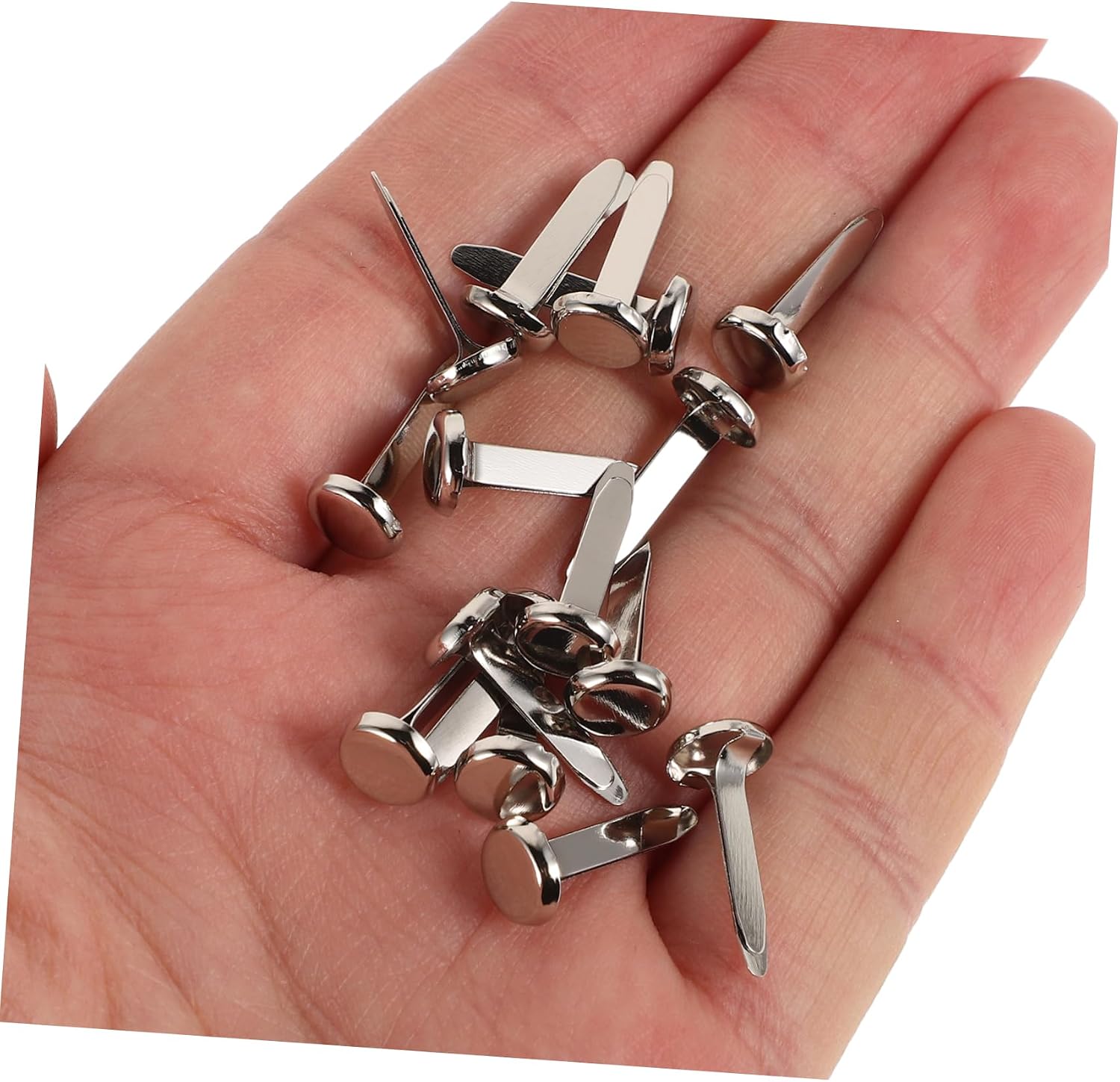 Tofficu 200pcs Dual-Leg Metal Brads for Crafts Convenient Easy Install Round Fasteners for Projects Scrapbooking and Repairs