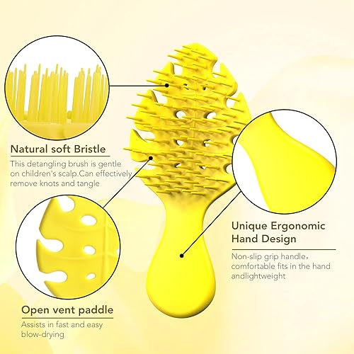 Miniatura 9 de CANDYBRUSH - Cepillo de pelo para mujeres y niñas pequeñas, extremadamente suave TPEE para cabello fino, desenredante en forma de hojas, cepillos