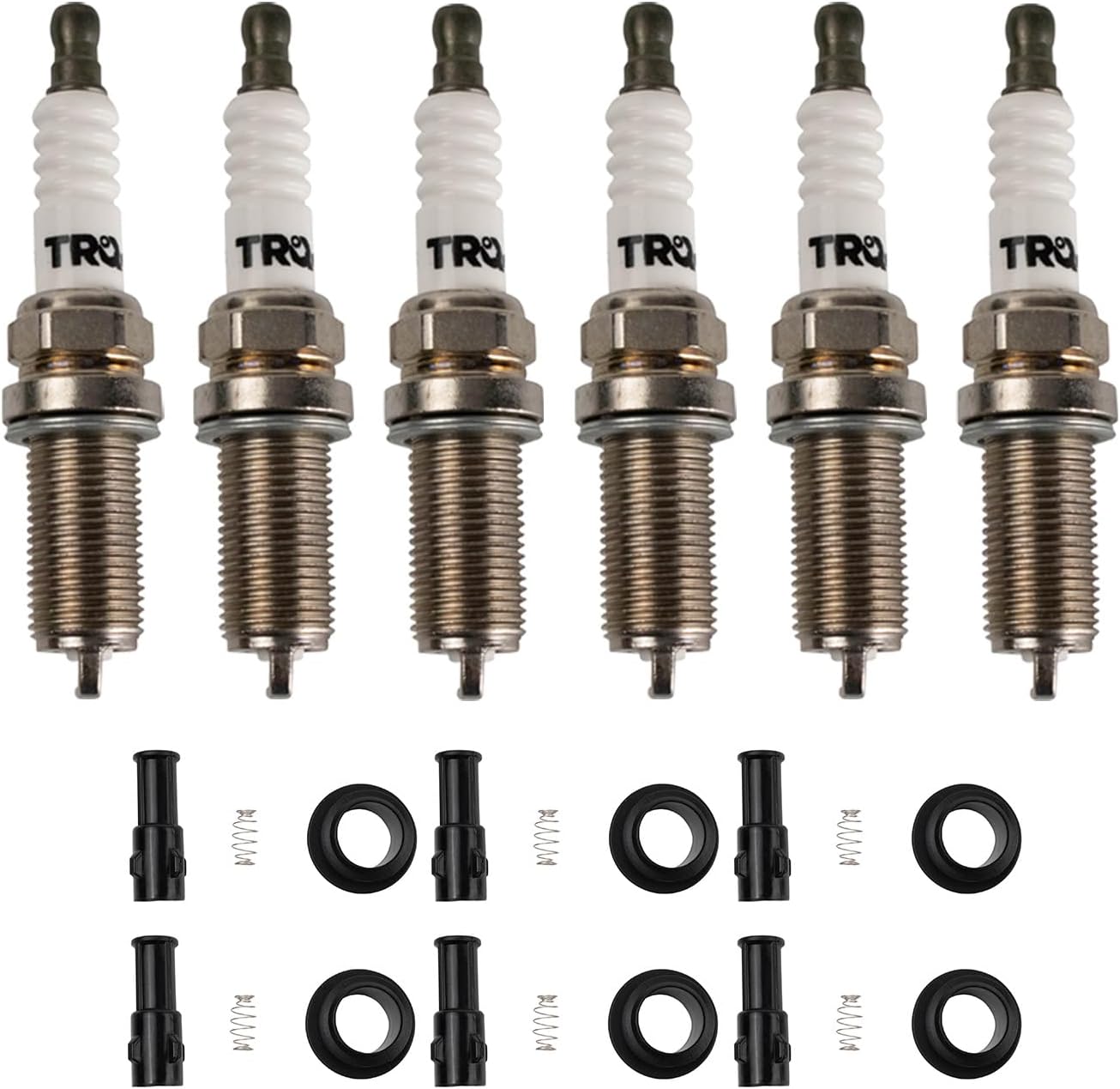 TRQ Ignition Coil & Spark Plug Kit 12 Piece Compatible with 2005-2008 Buick LaCrosse 2004-2006 Rendezvous Cadillac SRX 2004-2010 STS CTS 2009 Chevrolet Traverse GMC Acadia Saturn Outlook Enclave