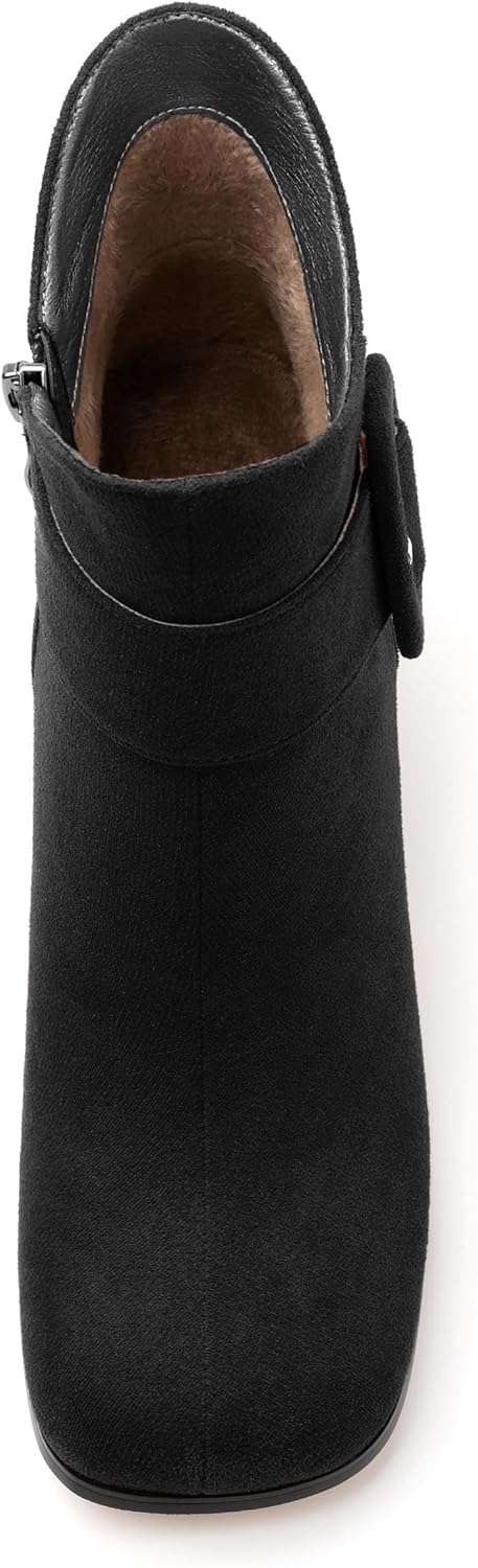 Women's Ankle Boots, Square Toe Chunky Heel Short Boots, Fashion Side Zipper Mid Heel Booties, Party Work Casual Boots