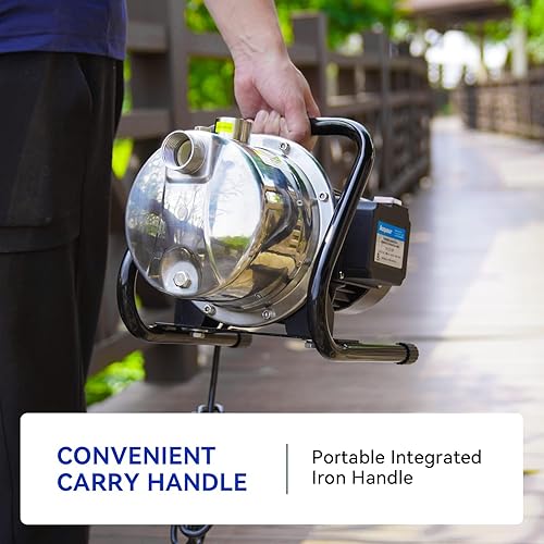 Miniatura 3 de Acquaer 1.5HP Portable Shallow Well Pump Garden Pump, Stainless Steel, 1210GPH, 115V Sprinkler Pump Water Transfer Draining Irrigation Pump for