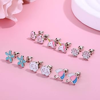 45 Paia Orecchini Per Bambina - Acciaio Inossidabile Ipoallergenico, Animali, Fiori, Cuori - Foto 6