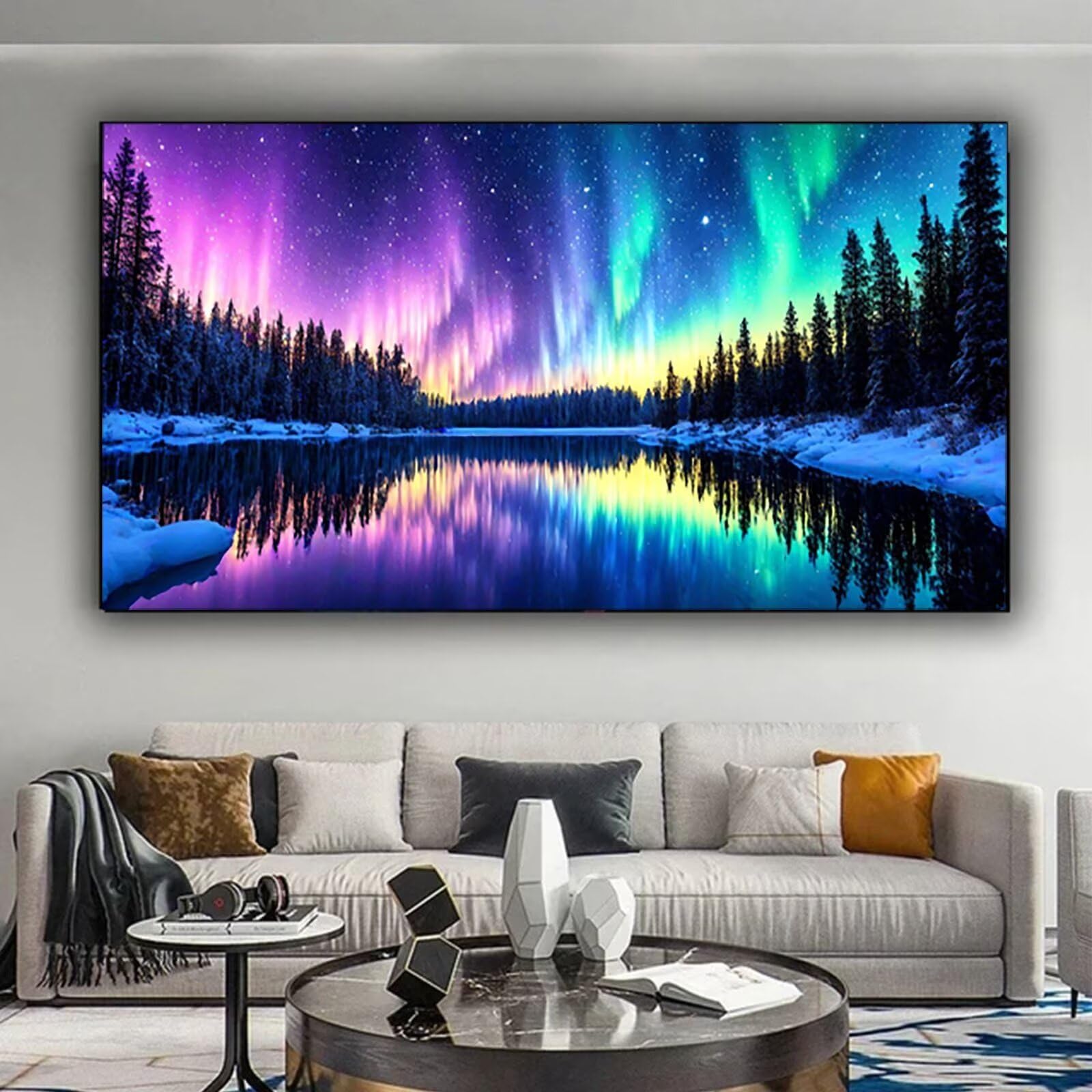 Malen nach Zahlen Kinder Arktis Malen Nach Zahlen Erwachsene, Geschenke für Mädchen Junge Bastelset Set, Malen nach Zahlen Aurora | Malen nach Zahlen Ohne Rahmen, (60x120cm) Bastelset Erwachsene 0-5