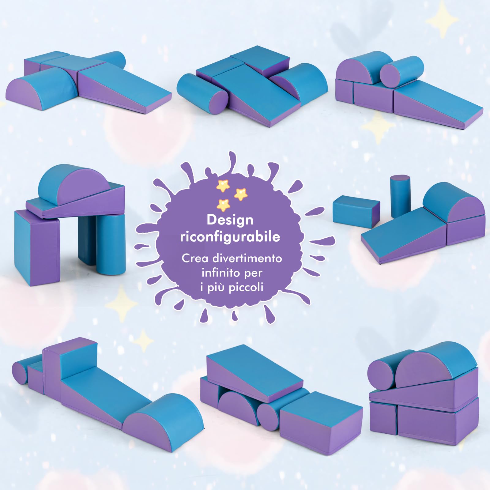 Hztyyier Blocchi Morbidi Per Bambini 5 Cm: Set Da 9 Pezzi Con Numeri, Colori E Animali, Giocattolo Educativo Che Emette Suoni, Primo Apprendimento - 2
