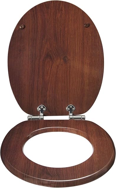 eSituro Wooden Toilet Seat,Soft Close Toilet Seat Lid Cover with Adjustable Hinge,Anti-Slip,Anti-Bacterial for Family Bathroom