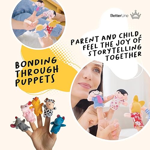 Miniatura 4 de Juego de marionetas de dedo juego de 20 piezas para la hora del cuento marionetas de tela con 14animales más 6personas miembros de la familia