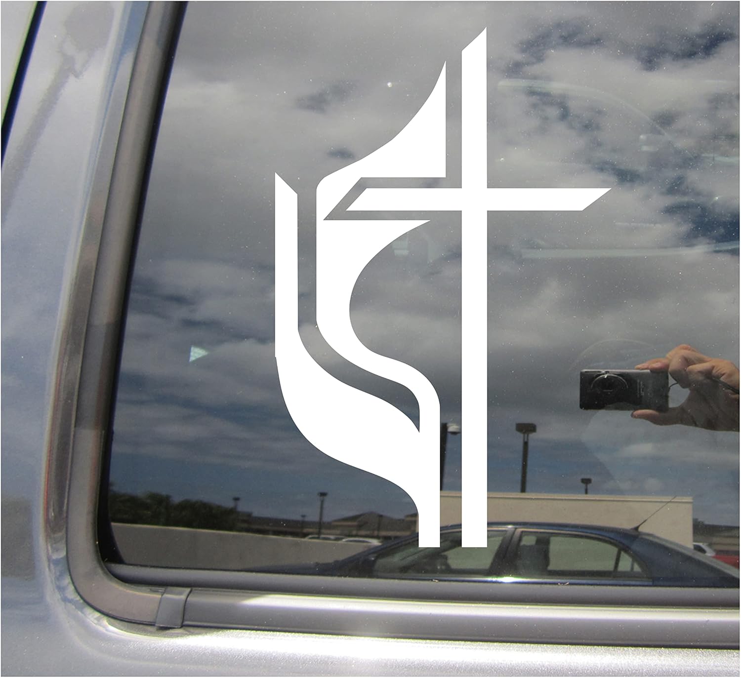 Methodist Cross and Flame - Christian Christ Car Truck Van Moped Helmet Hard Hat Auto Automotive Craft Cup Tumbler Laptop Vinyl Decal Bumper Window Wall Sticker 08327