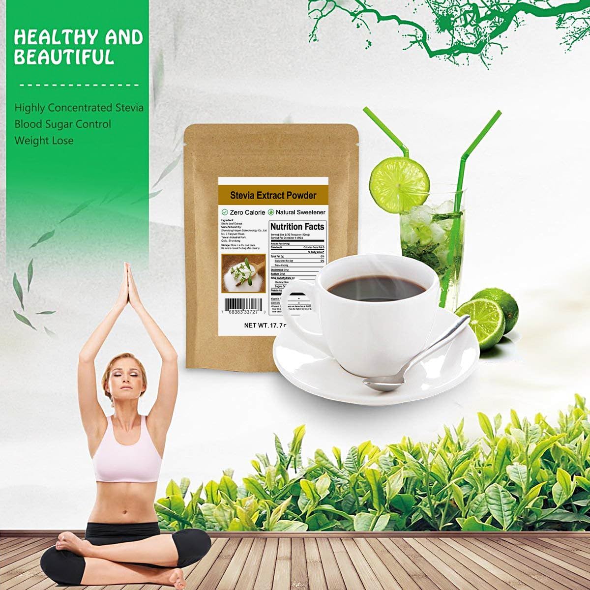 Stevia Extract Powder 17.7oz(500g) - Highly Concentrated Stevia Powder Sweetener, Zero Calorie, Natural Sugar Alternative image 3