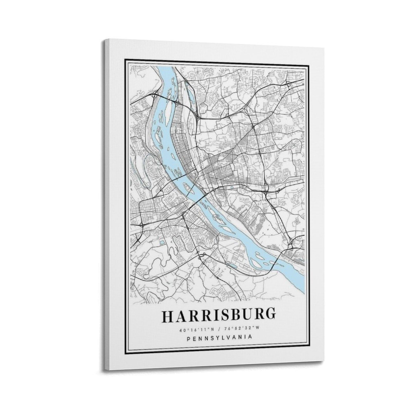 xiaoxiaoshen Harrisburg Pennsylvania City Map Canvas Poster Wall Art Prints Room Aesthetic Murals Bedroom And Living Decorations 24x36inch(60x90cm)