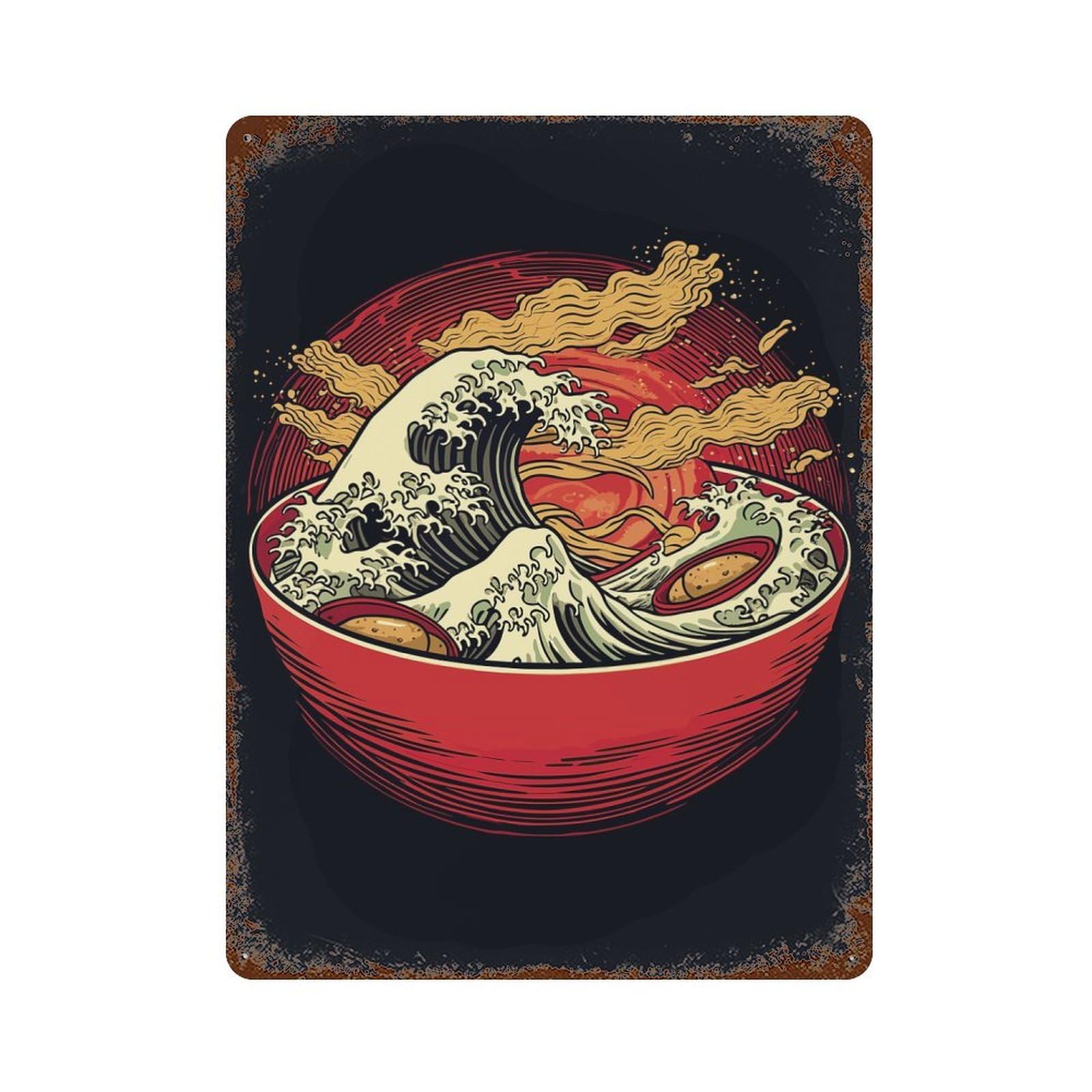 Ramen Japanese Food 15.7"x11.8" Vintage Metal Tin Sign, Novelty Wall Decor for Basement, Hobby Room And Garage Decor
