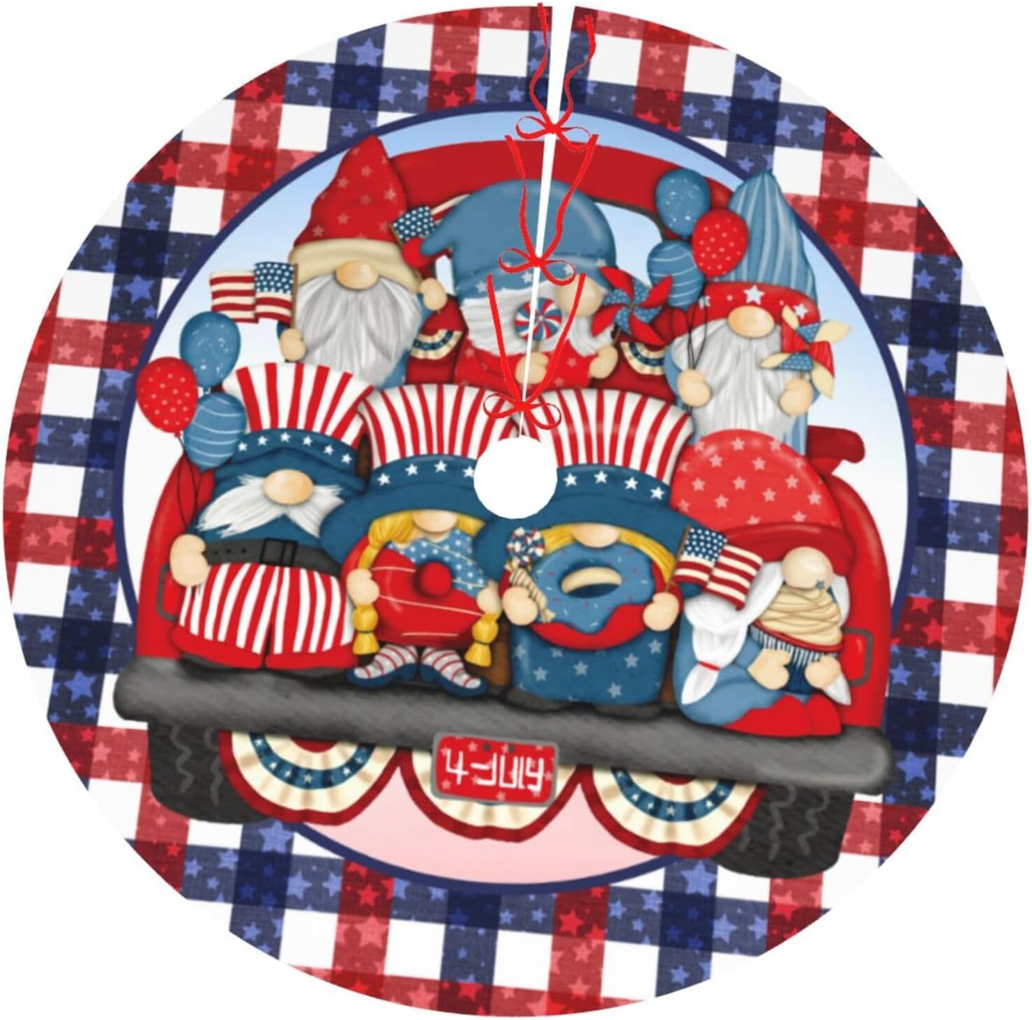 4th of July Patriotic Cute Truck Gnome Plaid 36 Inch Christmas Tree