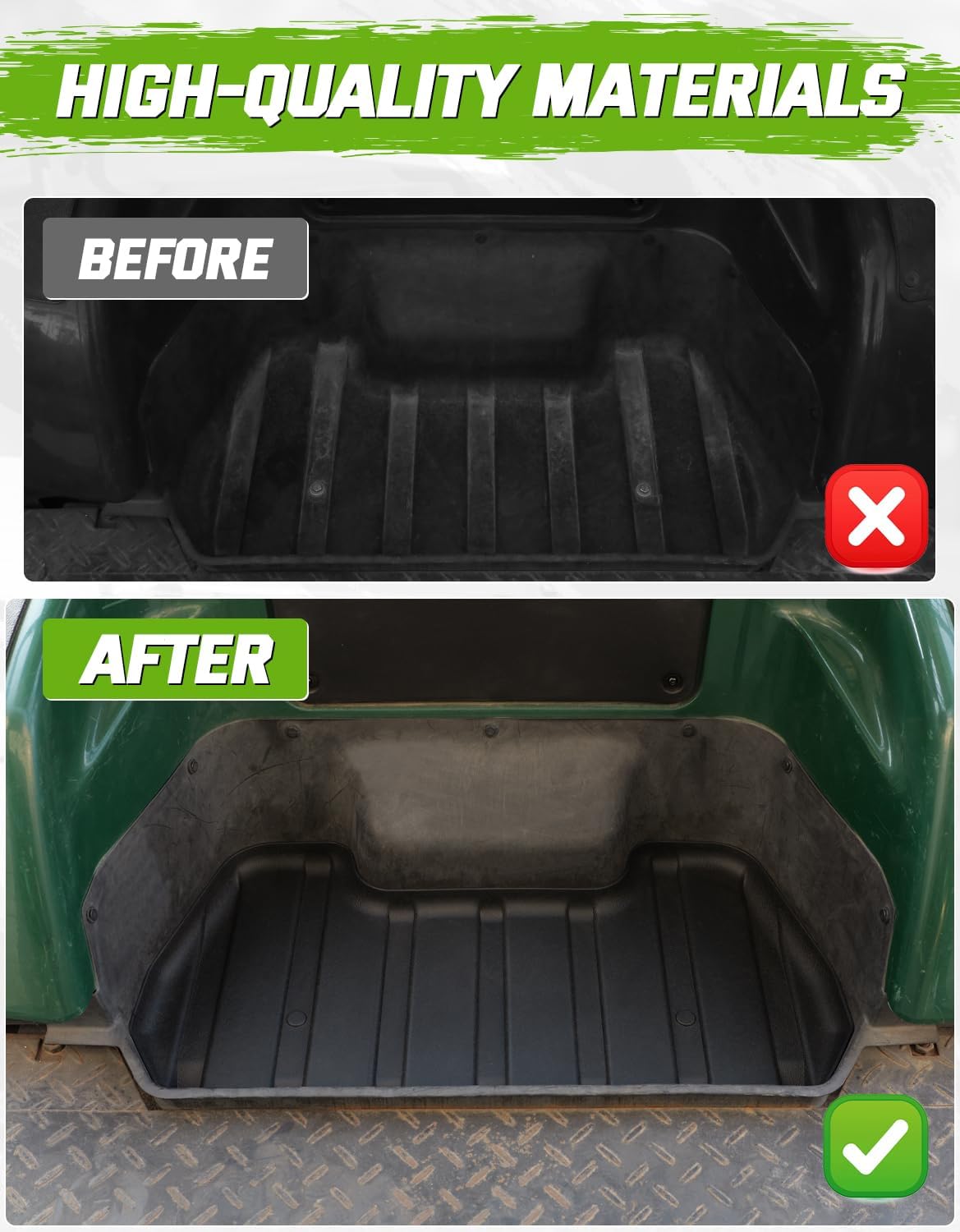 Bag Well Mat for Yamaha G14 G16 G19 G22 Golf Cart Accessories, All-Weather Rear Cargo Liner Rubber Slush Tray Insert, Odorless Skid-Resistant Heavy Duty TPE Floor Protection