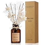 Cocorrína Reed Diffuser Set, Clean Linen 6.7oz Scented Oil Diffuser & Sticks with Real Preserved Flowers, Aesthetic Home Decor Fragrance for Living Room, Office & Bedroom, Gifts