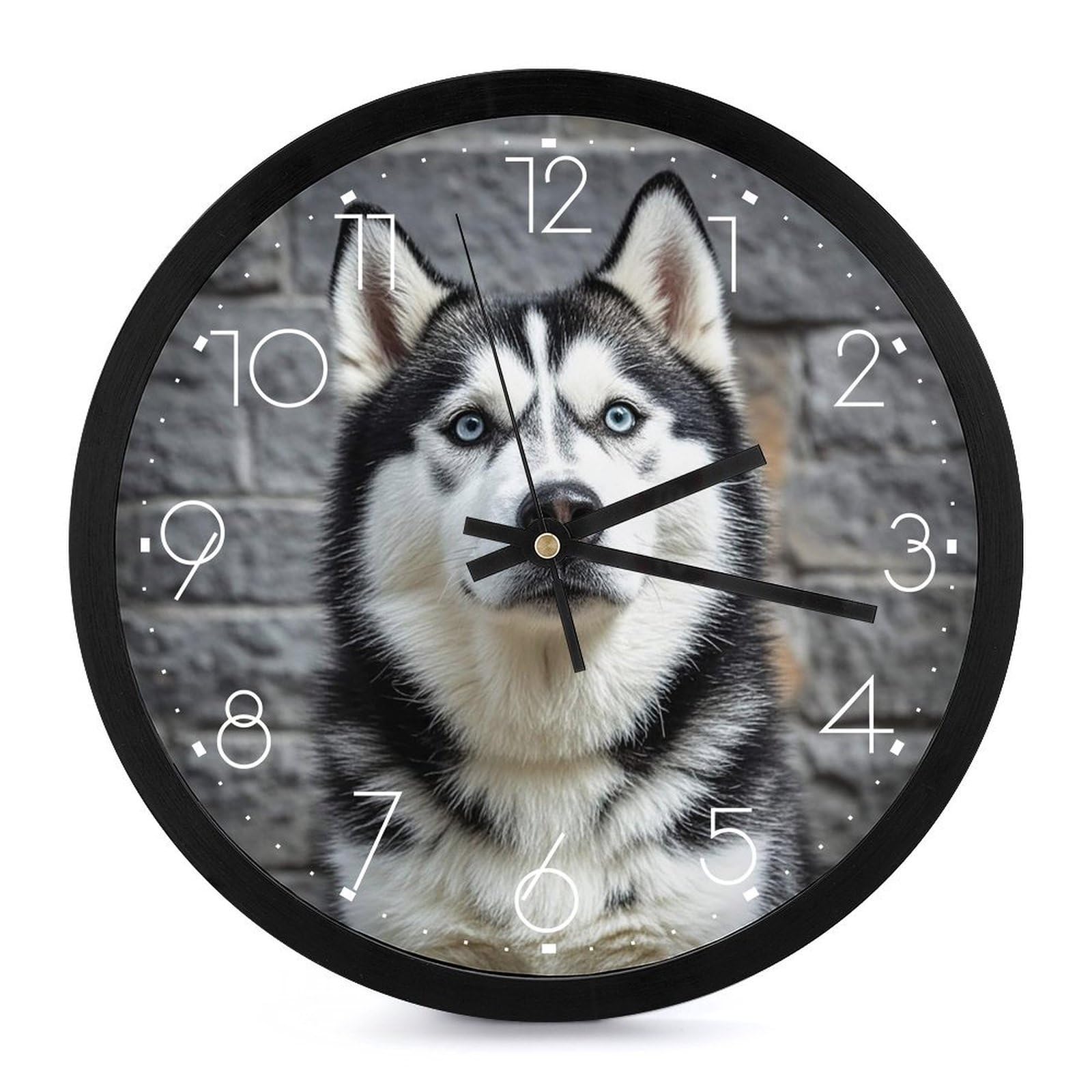 Horloge murale Husky de 25,4 cm silencieuse à pile pour salon