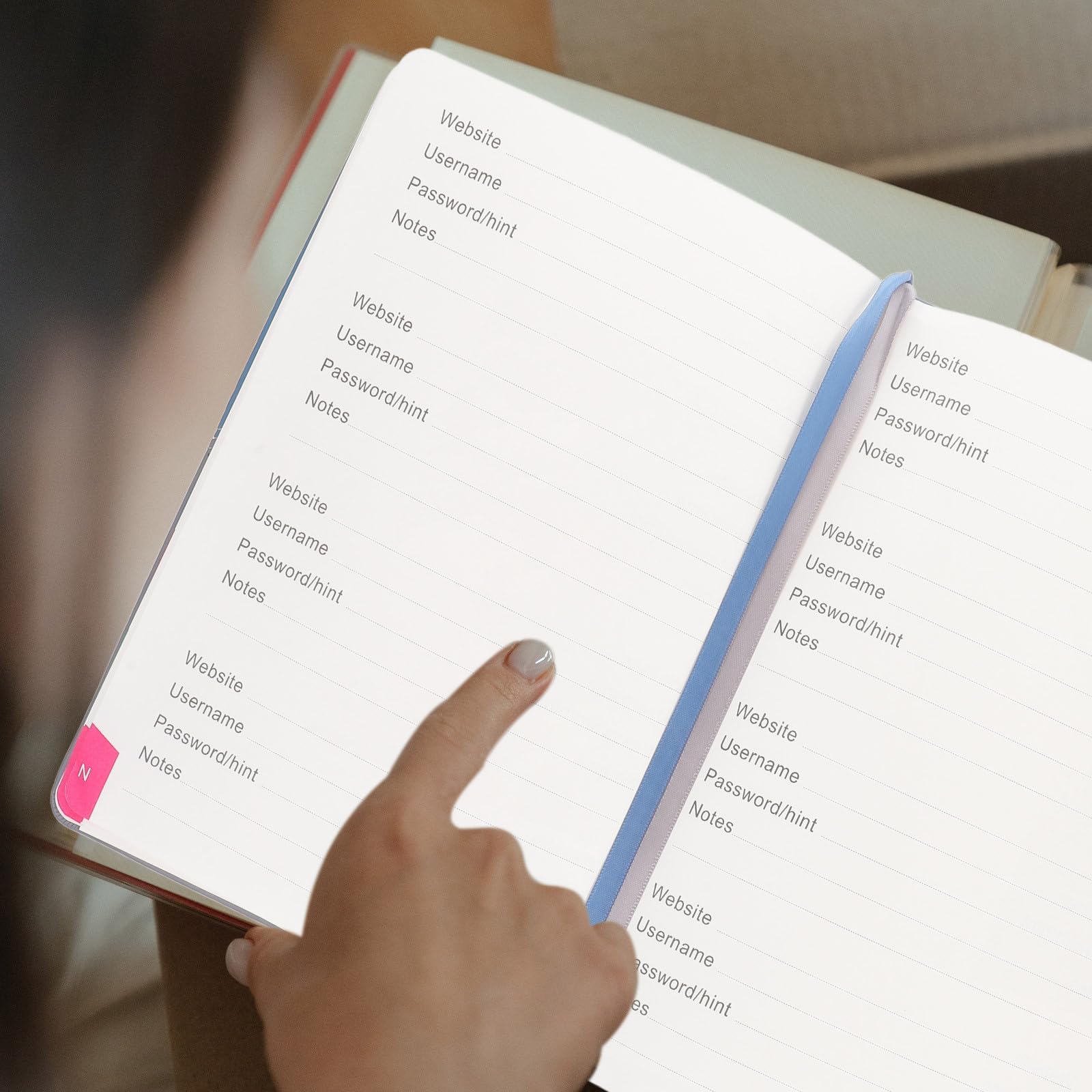 Passwortbuch aus Pu und Papier mit Alphabetischen Registern A5