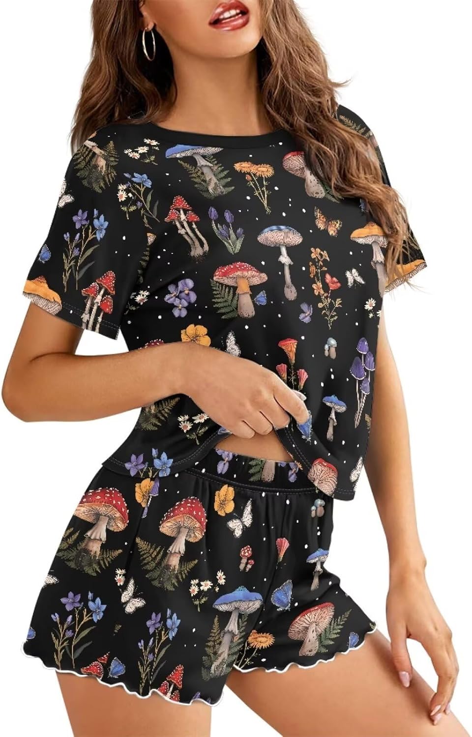 Womens Pajamas Set Cute Plus Size Loungewear for Lady With Pockets Holiday Pjs