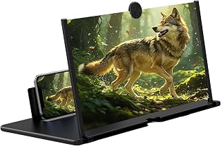 18'' Screen Magnifier,3D HD Mobile Phone Magnifing Projector Screen Enlarger for Movies, Videos and Gaming, Foldable Phone Stand Holder with Screen Amplifier,Gifts for Mom Dad (18Inch)