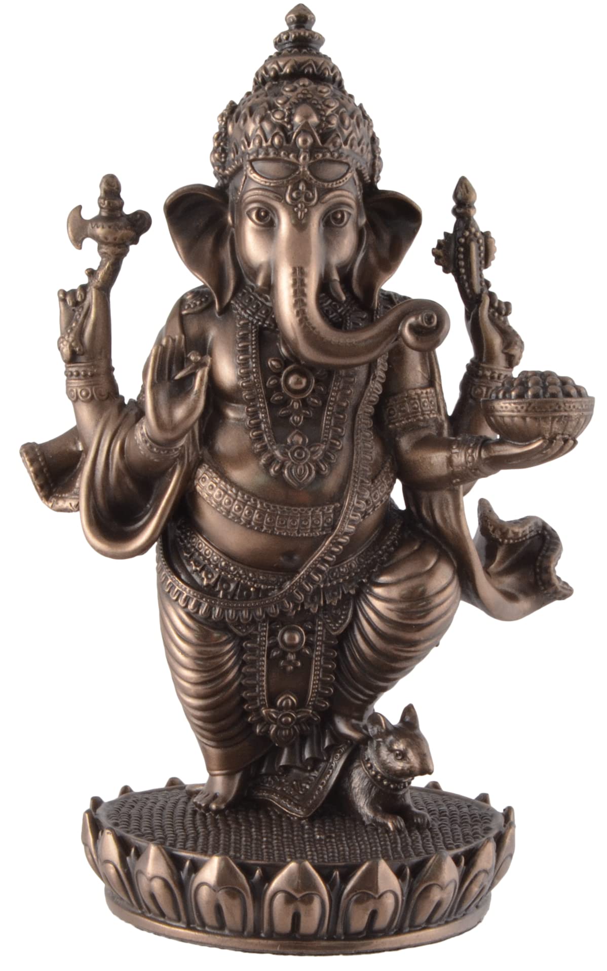 Vogler Joh. Vogler Gmbh Bronze Ganesha Indian God Of Happiness - D And Coloured On Lotus Flower By Veronese