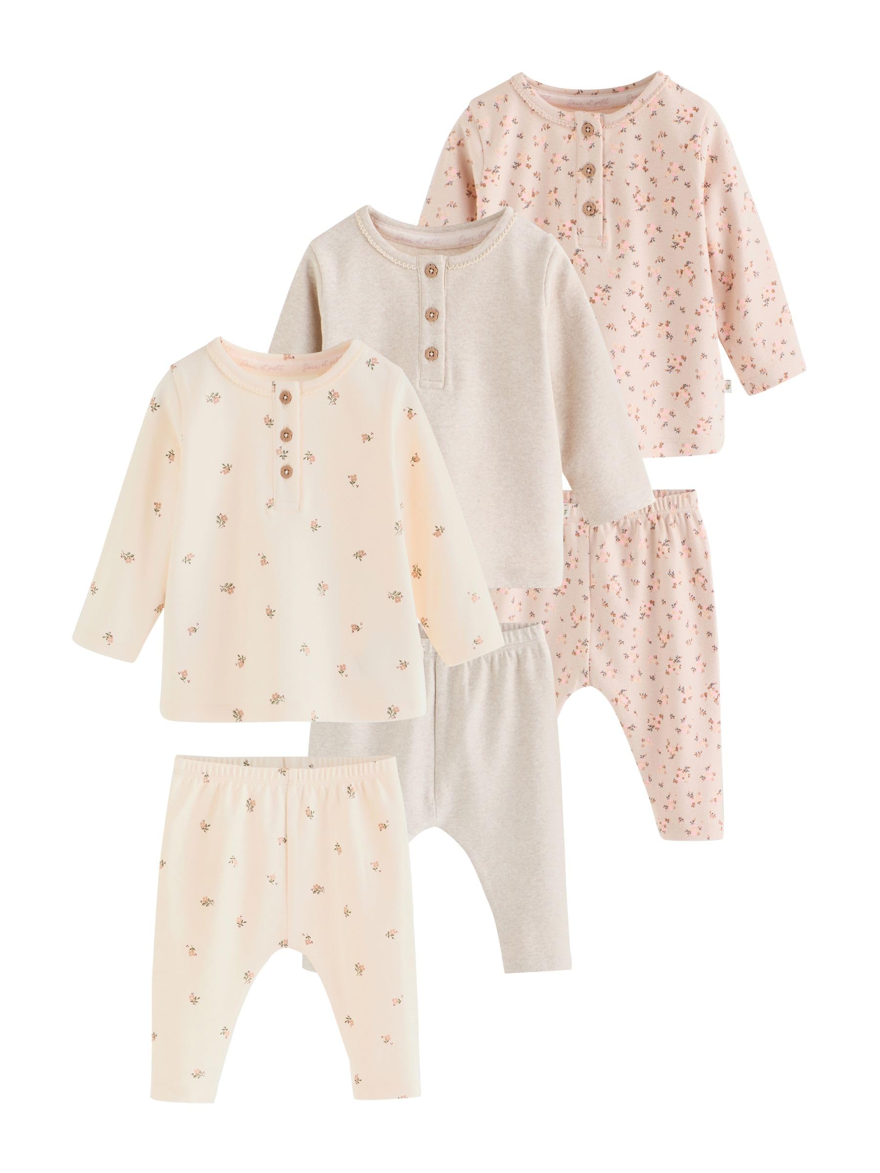 NEXT Baby Mädchen 6er-Set Baby Langarmshirt, T-Shirt und Leggings