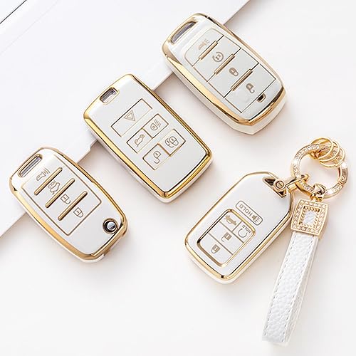 Miniatura 6 de Funda para llavero Land Rover con cordón de cuero, funda compatible con Range Rover Evoque Vogue Discovery 5 Sport Jaguar E I-PACE 2018-2023