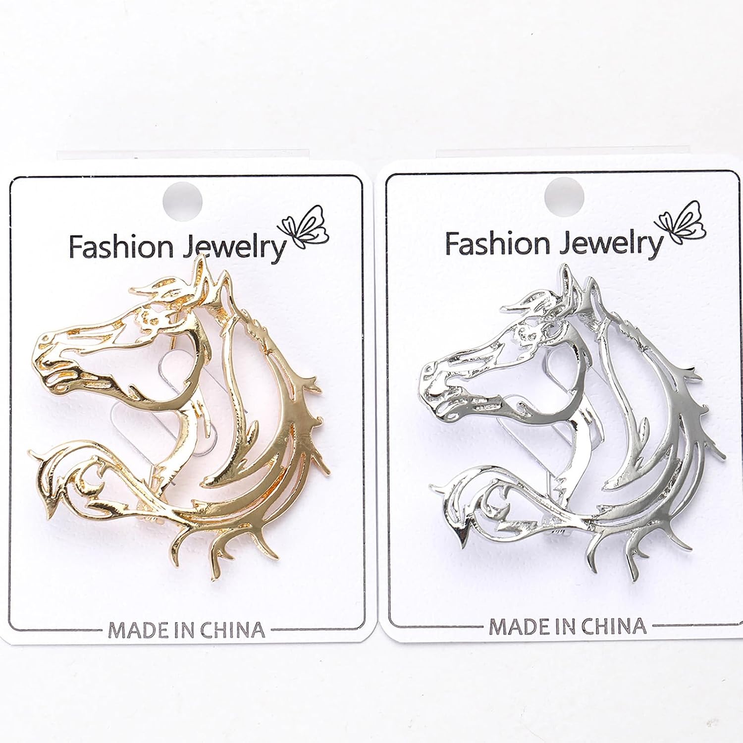 Elegant Hollow Out Horse Brooch Alloy Construction With High Gloss For Fashion Accessories Silver Gold Horse