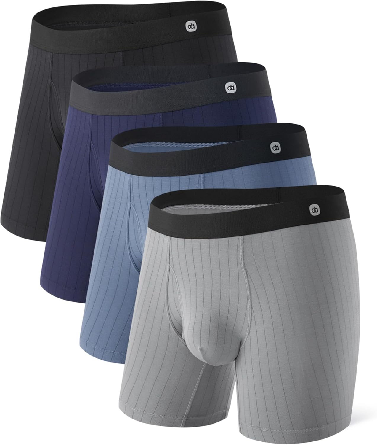 DAVID ARCHY Men's Underwear Modal Knit Texture Breathable, Ultra Soft Stretch Cooling Boxer Briefs with Pouch 4 Pack