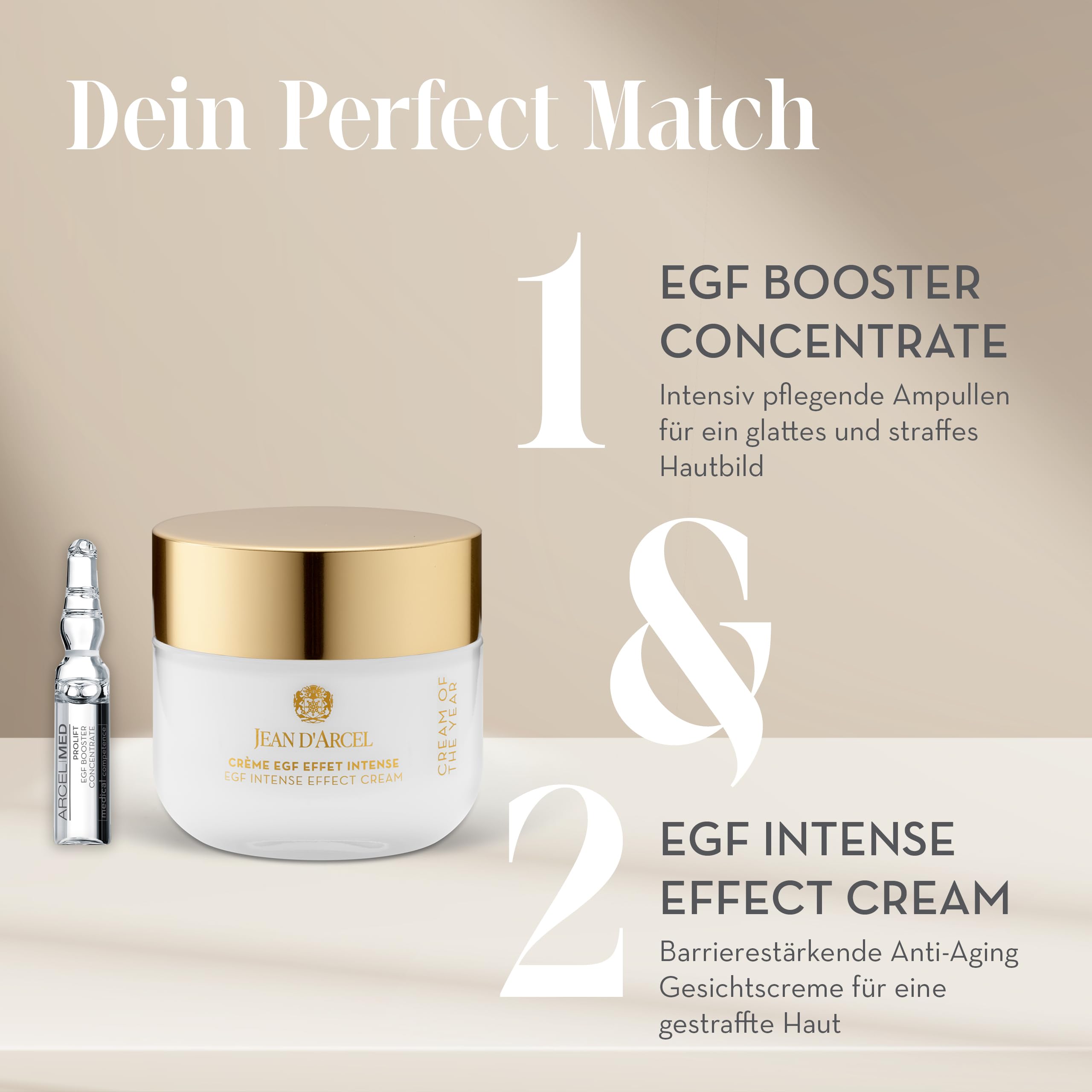 JEAN D'ARCEL Anti Aging 24h Gesichtscreme - CRÈME EGF EFFET INTENSE 50 ml - Stärkt den natürlichen Hautschutz – Verbessert die Hautfestigkeit – Fördert die Elastizität