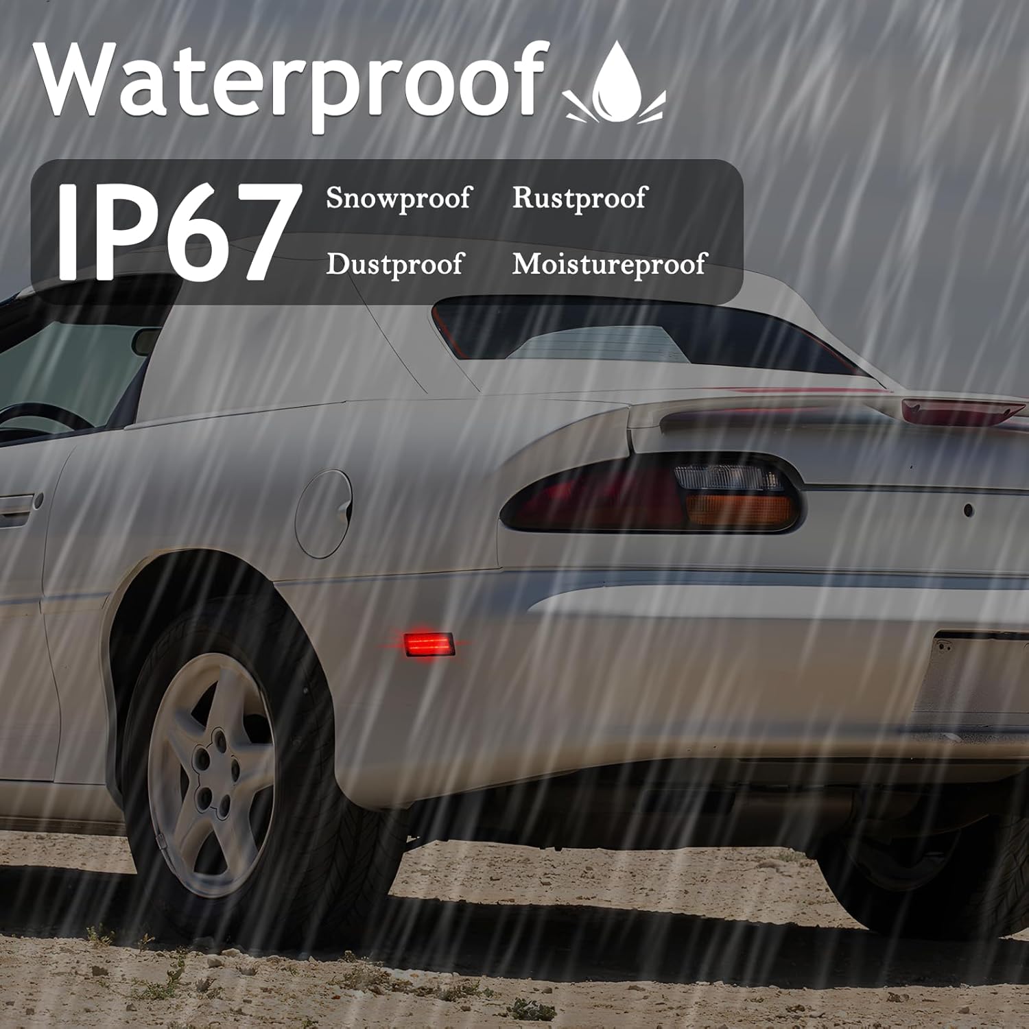 litzland LED Rear Side Marker Lights Replacement for 1993-2002 Chevy Camaro Smoked Lens Red Led Bumper Side Signal Parking Marker Light Assembly Replace OEM Sidemarker Lamps