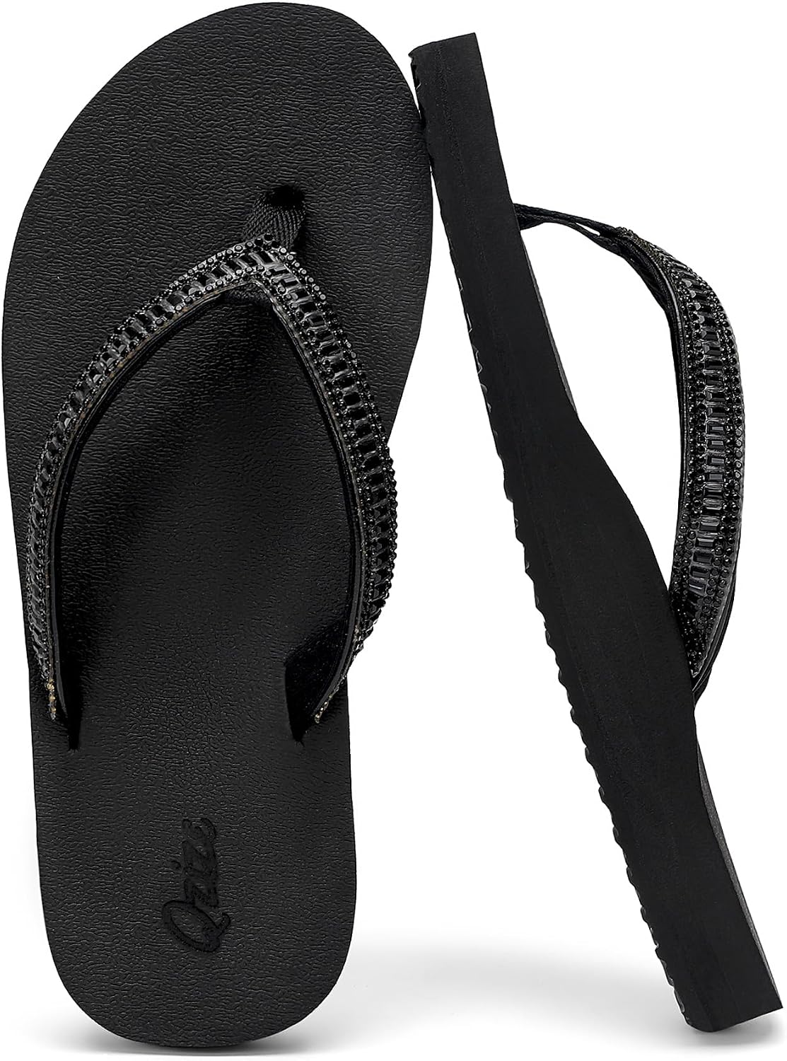 Women's Flip Flops with Rhinestone, Arch Support Yoga Mat Sandals