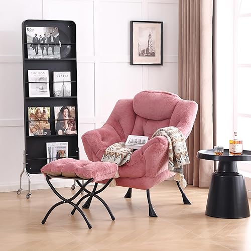 Miniatura 101 de Lita Silla relajada con otomana, tapizado ornamental, moderno de ocio, contemporáneo para lectura con reposabrazos, un bolsillo lateral para sala de