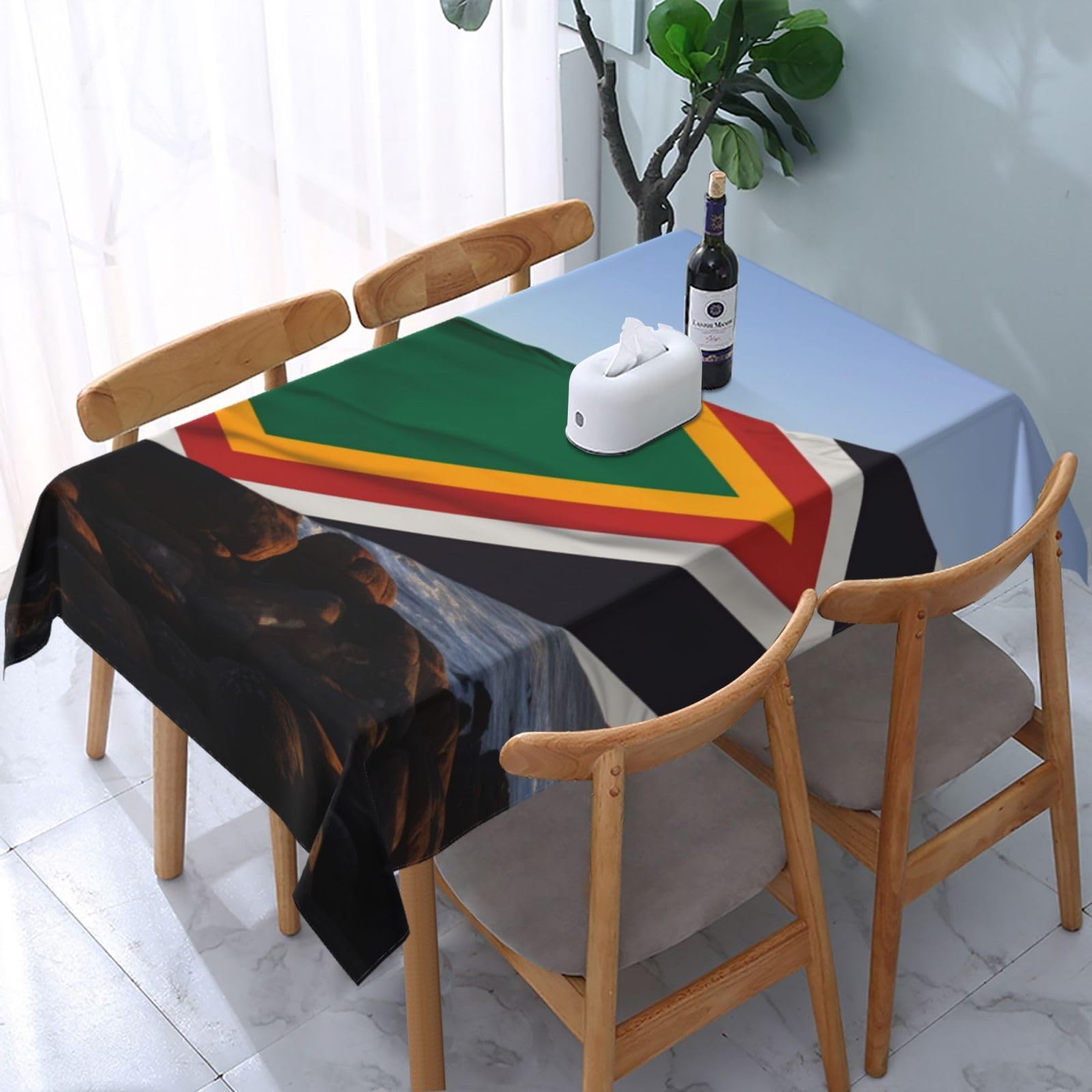 WPKJU South Africa Flag Printed Tablecloth Water Resistant Table Cover Washable Rectangle Table Cloth for Tables 54x72 in