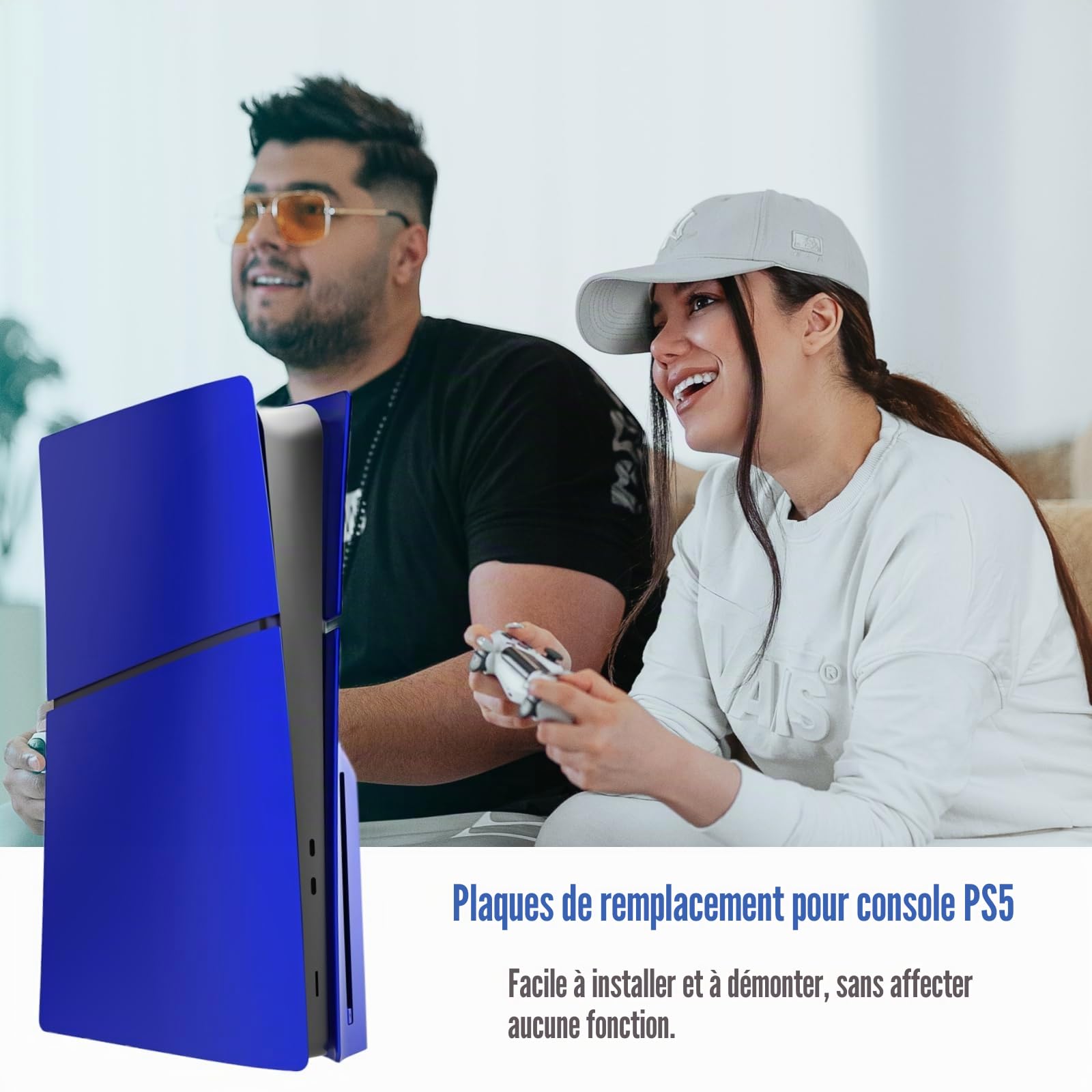 Plaques de Couverture Slim Disc Edition pour Nouvelle Console PS5, Panneaux de boîtier compatibles avec Les Nouveaux Accessoires Minces PlayStation 5, Plaque Frontale de Protection de Rechange (Bleu