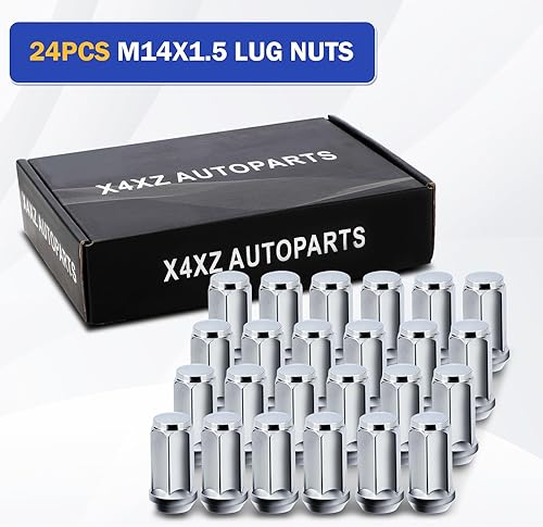 Miniatura 8 de 24 tuercas hexagonales M14x1.5 de 34 pulgadas de 0.748 in de longitud, tuerca de rueda cromada estilo fábrica para Silverado Avalanche Suburban