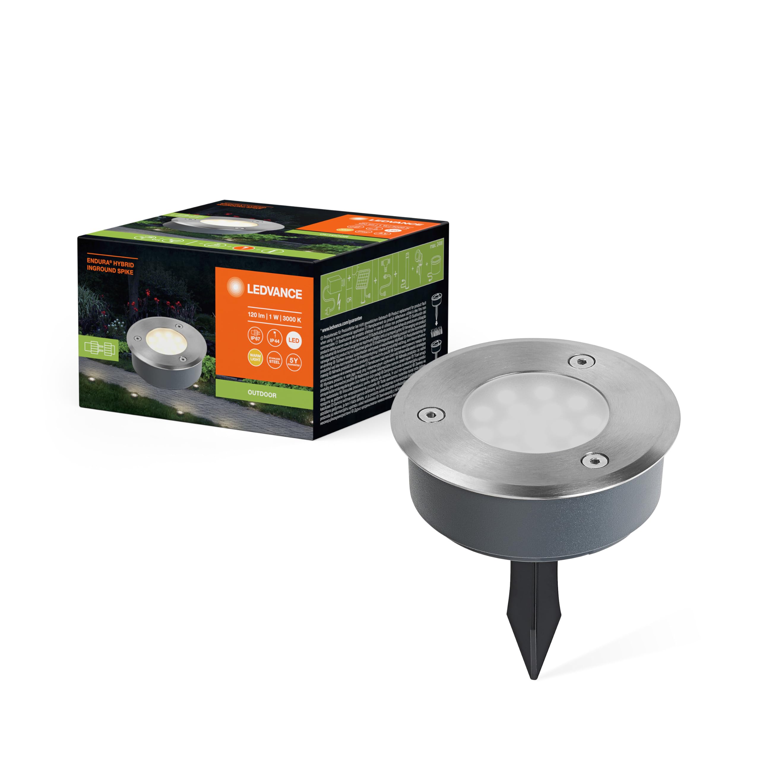 LEDVANCE Endura Hybrid INGROUND Spike 1W St LEDV, 1 W, stal