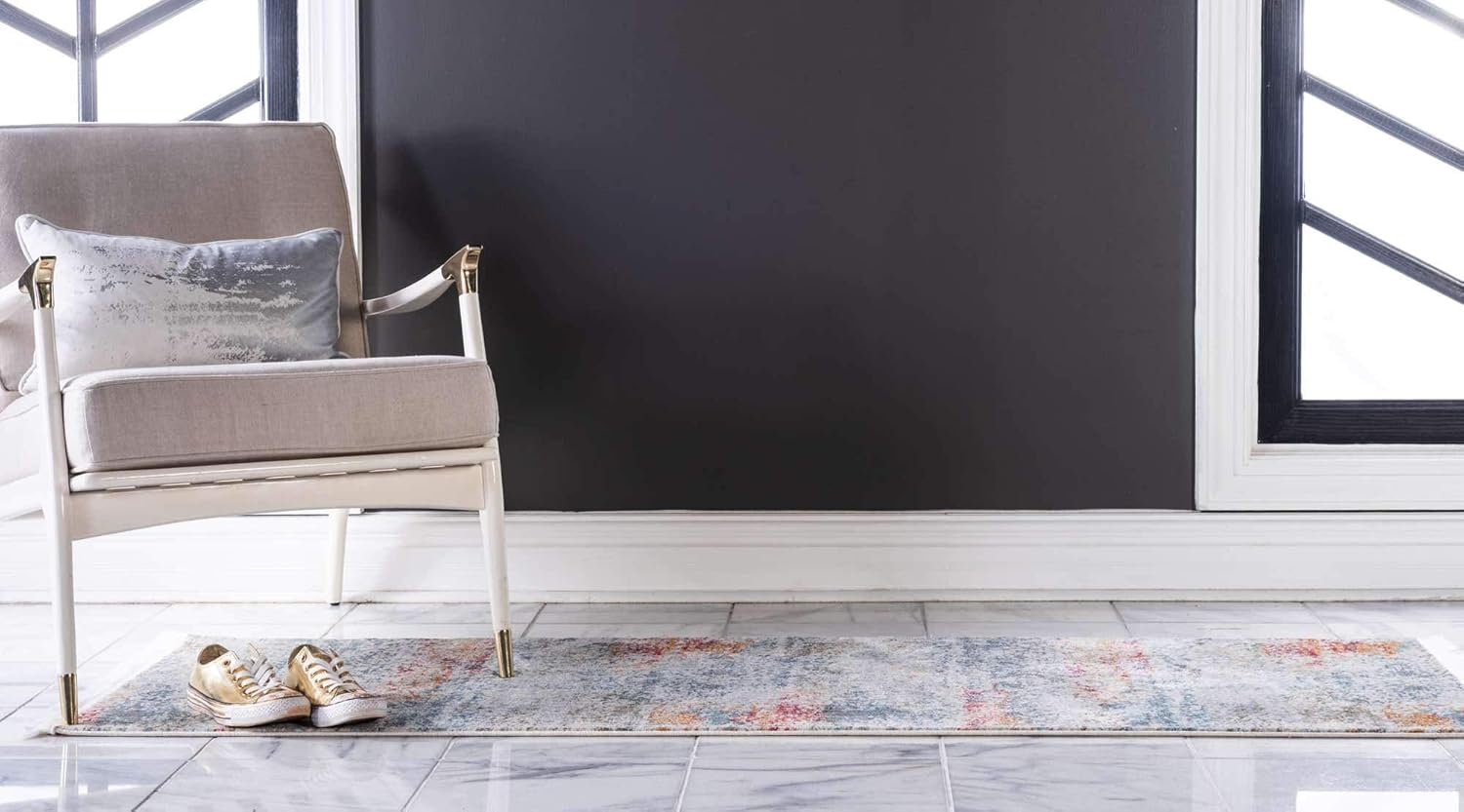 Unique Loom Baracoa Collection Area Rug - Panamericana (2' 2" x 6' 1" Runner, Cream/ Blue)