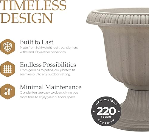 Miniatura 3 de Southern Patio Maceta utópica de plástico ligero para exteriores, de 14 pulgadas, para entradas y patios traseros, color piedra