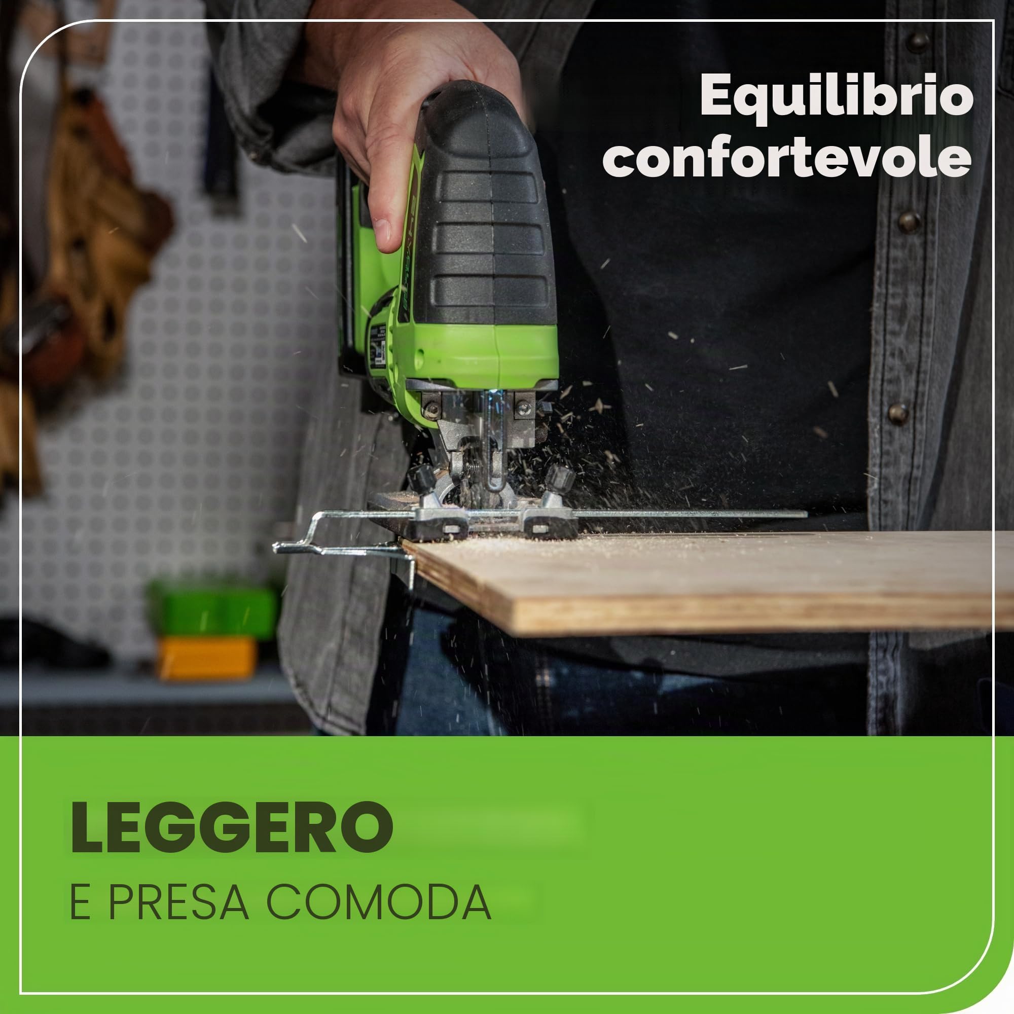 Greenworks Sega a batteria da 24 V e sega universale a batteria, altezza di sollevamento 26 mm, brushless, con lama per sega, batteria da 2 Ah e caricatore