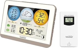 Weather Station Radio Controlled Clock, (Official 2026 UK & Ireland Version) Indoor Outdoor Temperature, Humidity, Barometric Pressure, Sunrise/Sunset Times
