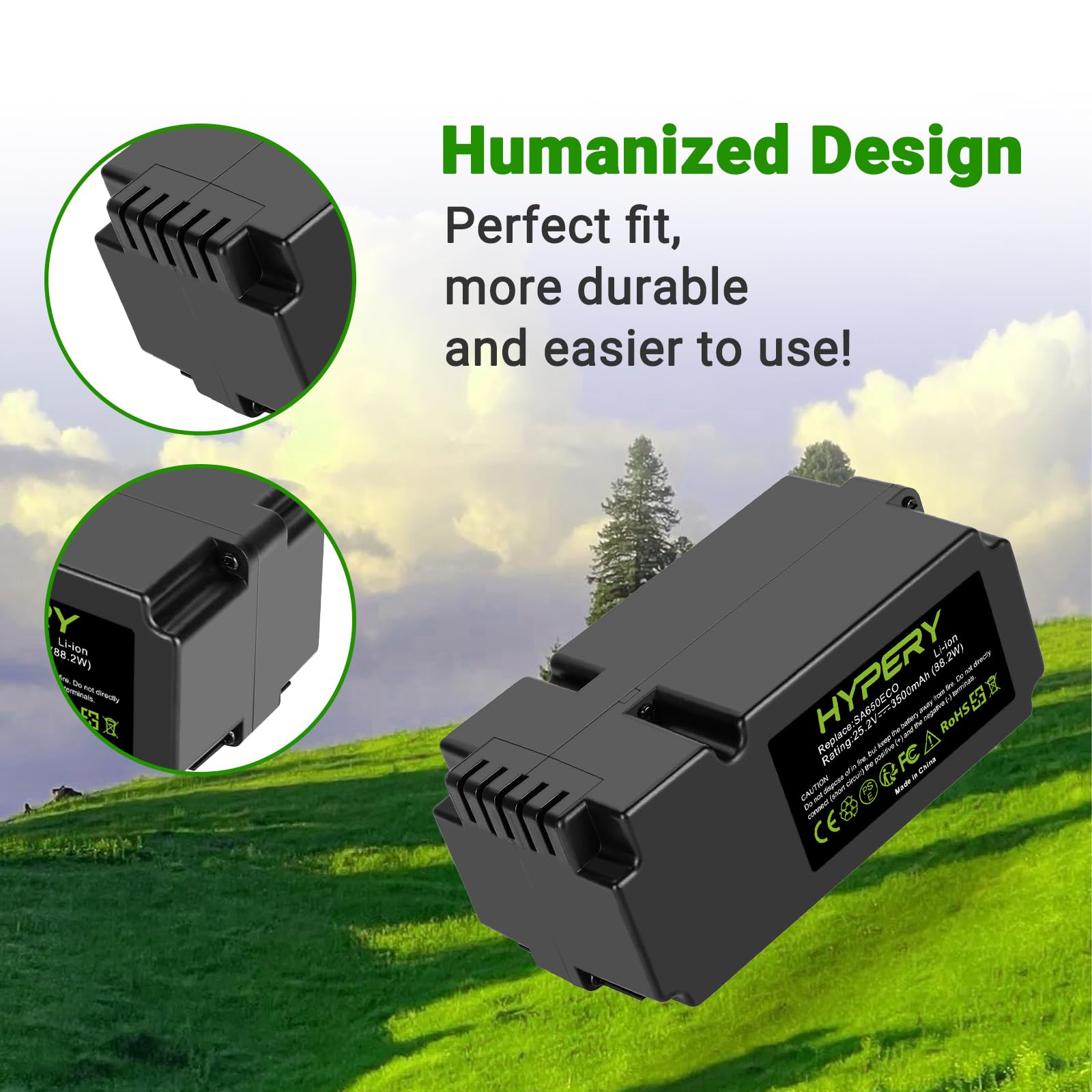 Batería de ion de litio de repuesto de 25,2 V, 3500 mAh, compatible con robot Yard Force SA650ECO SA500ECO SA600H SA800PRO SA500 SA900 SC600ECO cortacésped robot cortacésped