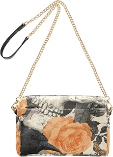 Crossbody Bag Dark Floral Fantasy Shoulder Bag for Women Leather Cross Body Purses with Chain Strap Zipper Closure