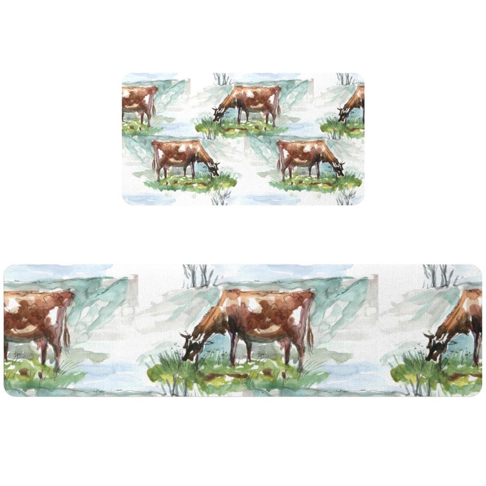 Tapete de cocina de 2 piezas decorativo para pasillo y cuarto de lavado rural