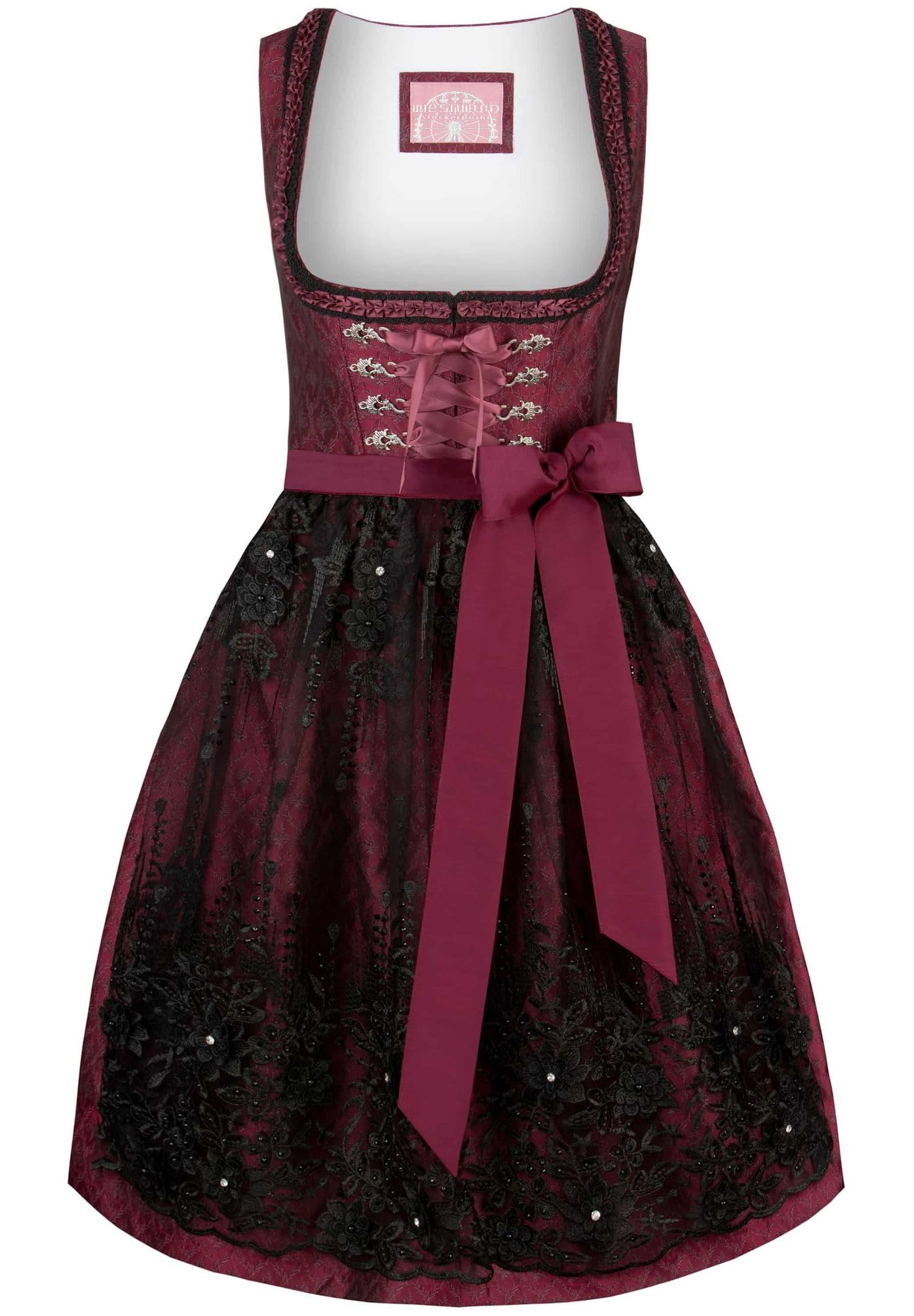 Dirndl Sanja bordeaux taille 38 pour vos fêtes traditionnelles - 7
